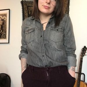 Denim button down blouse